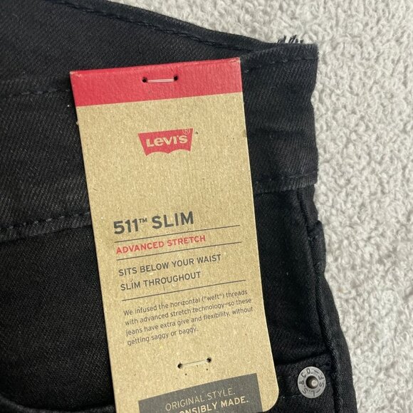 NEW Levis 511 Slim Men's W30 L32  Black Jeans Advanced Stretch - Picture 6 of 7